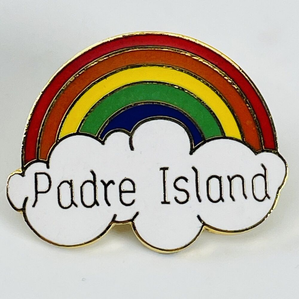 Pinnacle Designs Padre Island Texas Rainbow Enamel Hat Lapel Pin Pinback Vintage